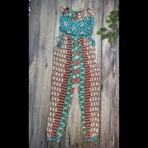 Gypsy 05 Silk Multicolor Strapless Jumpsuit